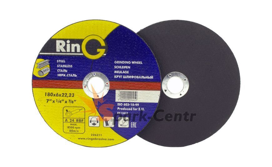Круг зачисний для металу плоский Ring 180x6,0x22,23 для ручних шліфмашин 11G1180.RG фото Круг зачисний для металу плоский Ring 180x6,0x22,23 для ручних шліфмашин 11G1180.RG фото