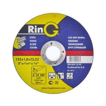 Круг отрезной по металлу Ring 125x1,0x22,23 для ручных шлифмашин 10S12510.RG фото
