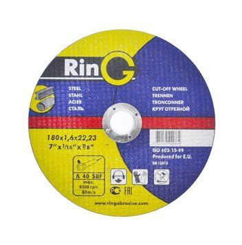 Круг отрезной по металлу Ring 180x1,6x22,23 для ручных шлифмашин 10S18016.RG фото