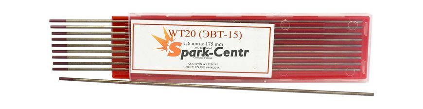 Вольфрамовий електрод Ø1,6 мм червоний WT-20 (оксид торію) TUWT20.16.GF фото Вольфрамовий електрод Ø1,6 мм червоний WT-20 (оксид торію) TUWT20.16.GF фото